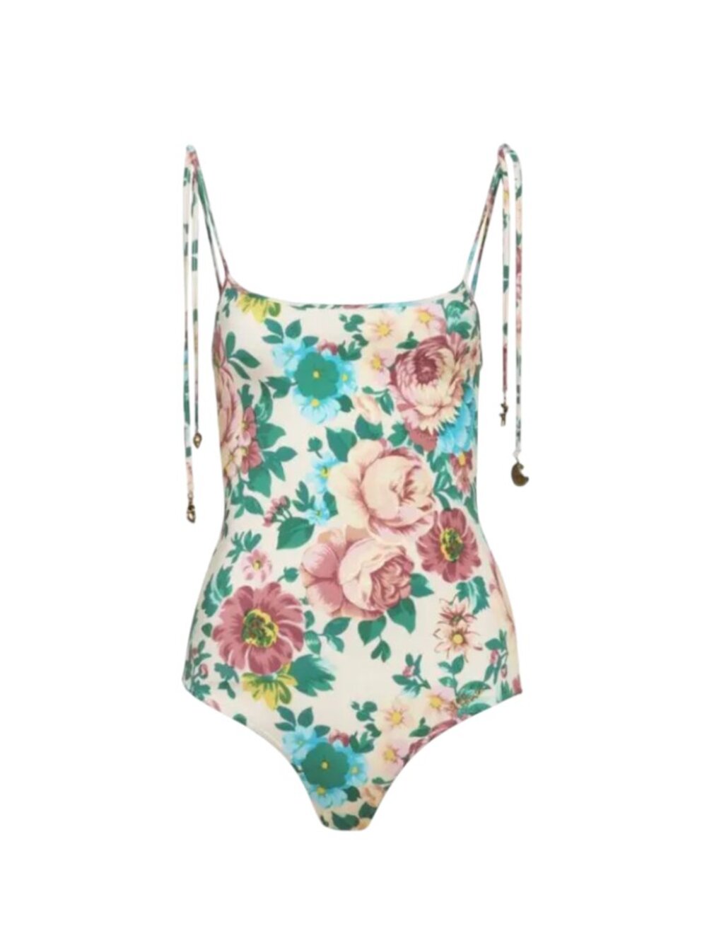 Chloe Floral Print Bathing Swim Suit Womens 42 10 Large Pink Blue Tie Straps